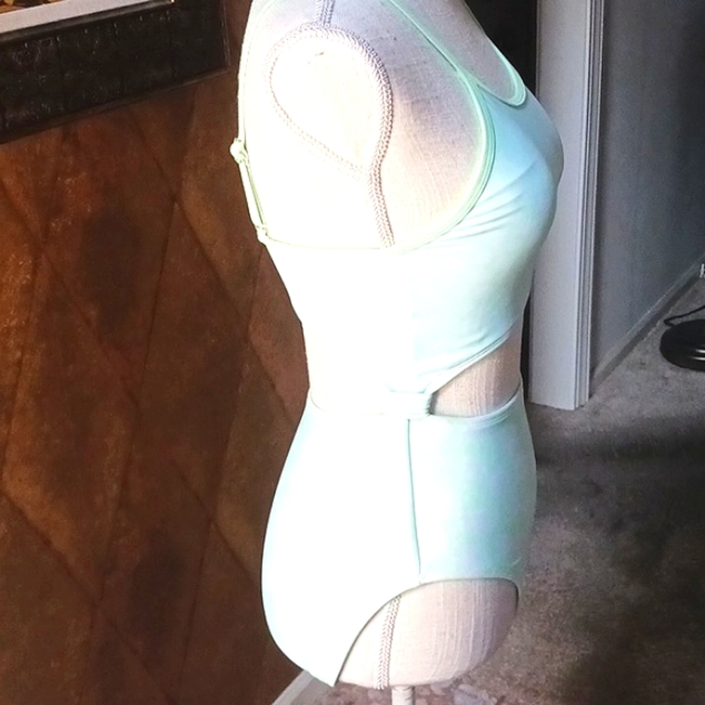 ART Class Girl's Fully Lined One Piece Swimsuit Neon Green/White Size XL - Picture 4 of 14
